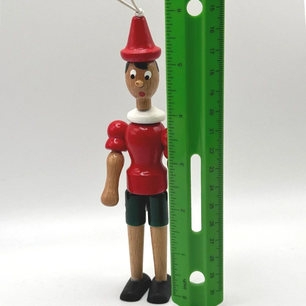 Vintage Wooden Pinocchio Ornament Made in Italy Articulated Hanging‎ Figure Toy